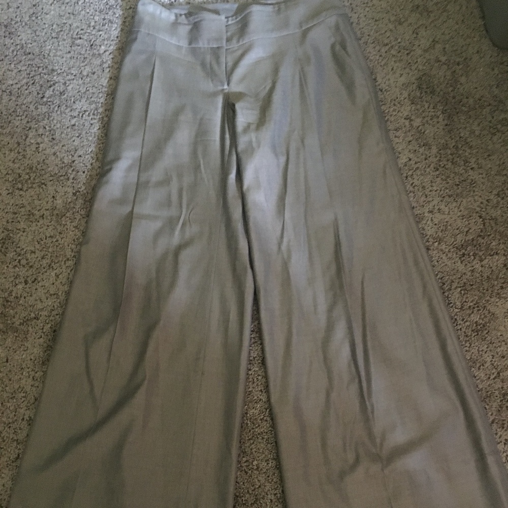 Bill Blass New York, khaki cotton wide waistband, single pleat cotton wide leg t